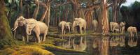 丛林大象油画